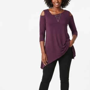 (❌️ Sold)Alfani Dark Purple Cut-Out Shoulder Top